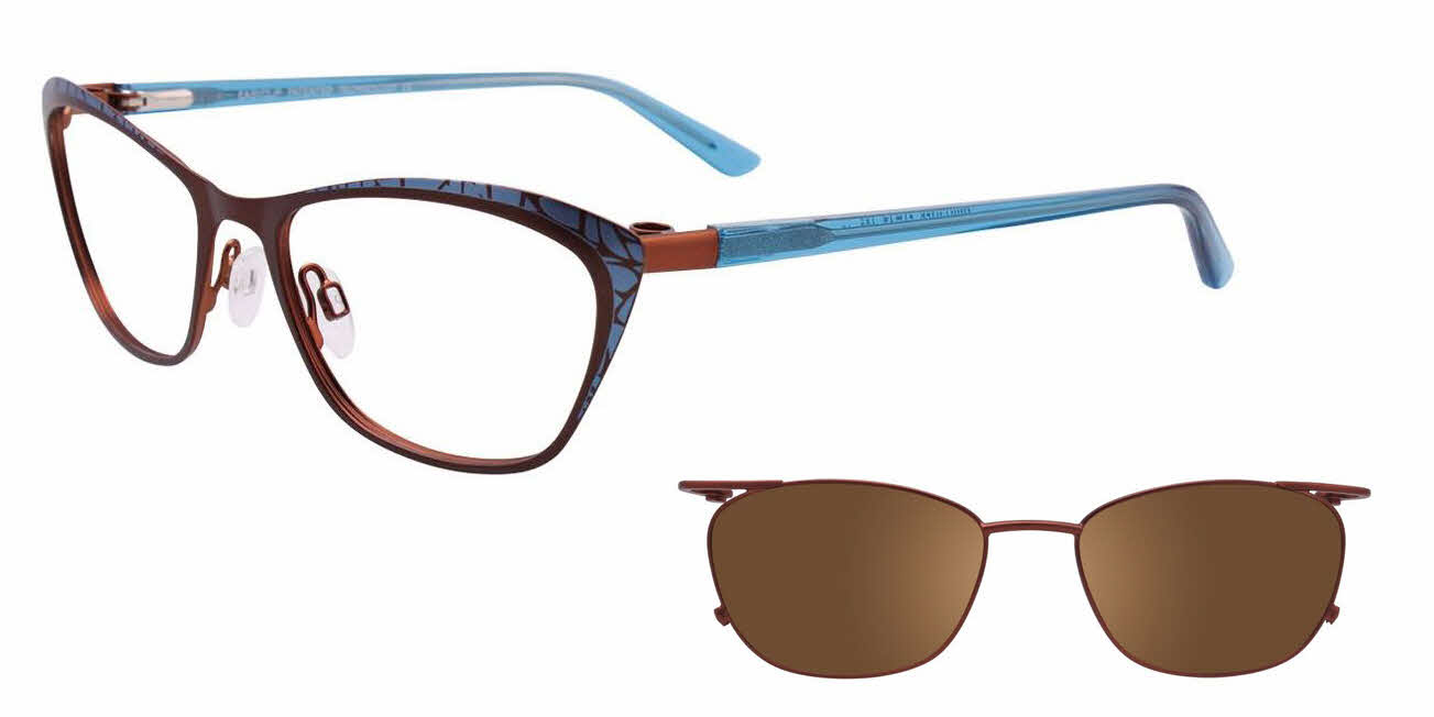  clear lens/satin brown blue with polarized brown clip on lens