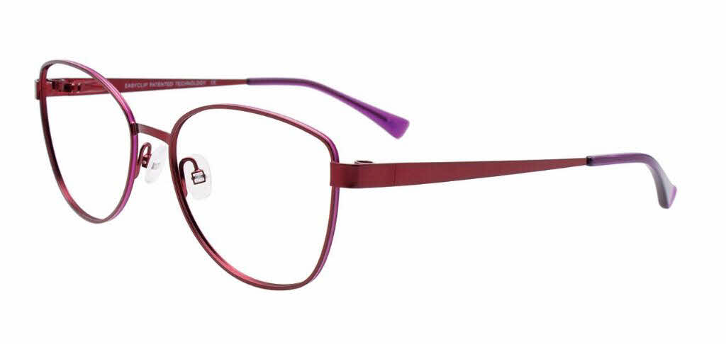  clear lens/satin burgundy mauve with polarized clip on lens