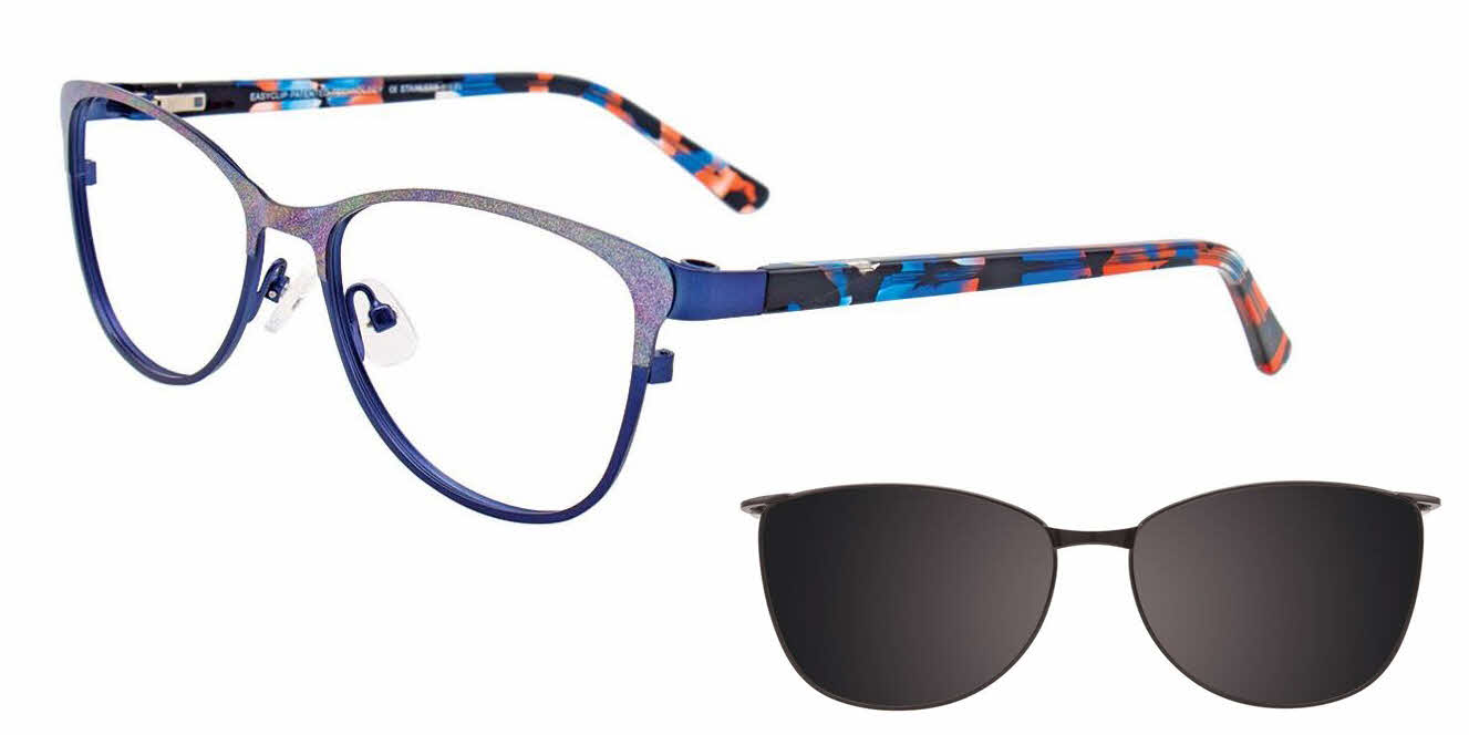  clear lens/satin dark blue with polarized grey clip on lens