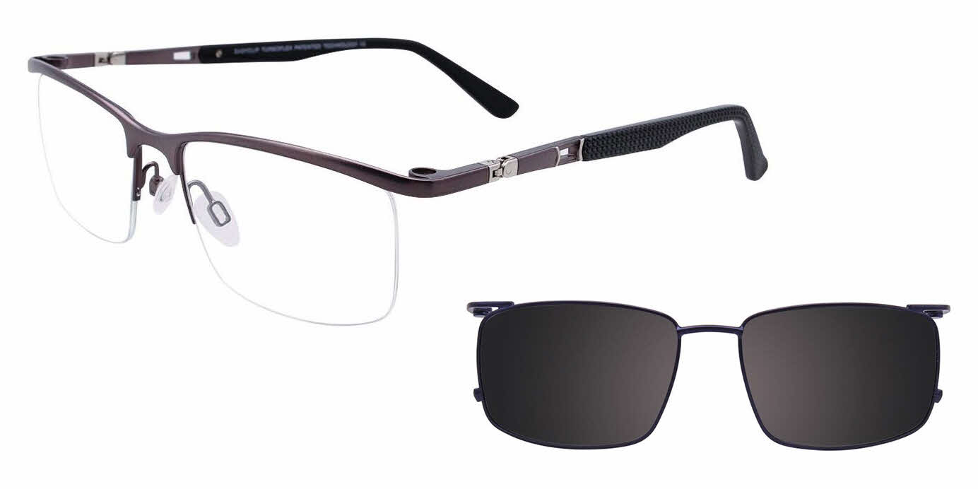  clear lens/satin dark grey with polarized clip on lens