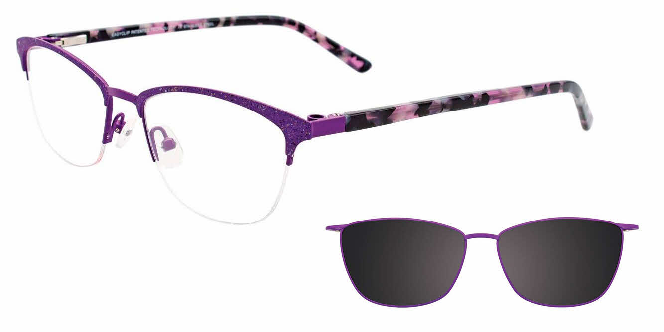  clear lens/satin purple with polarized clip on lens