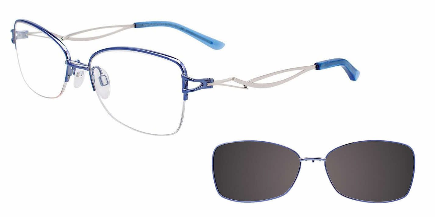  clear lens/shiny blue with polarized clip on lens