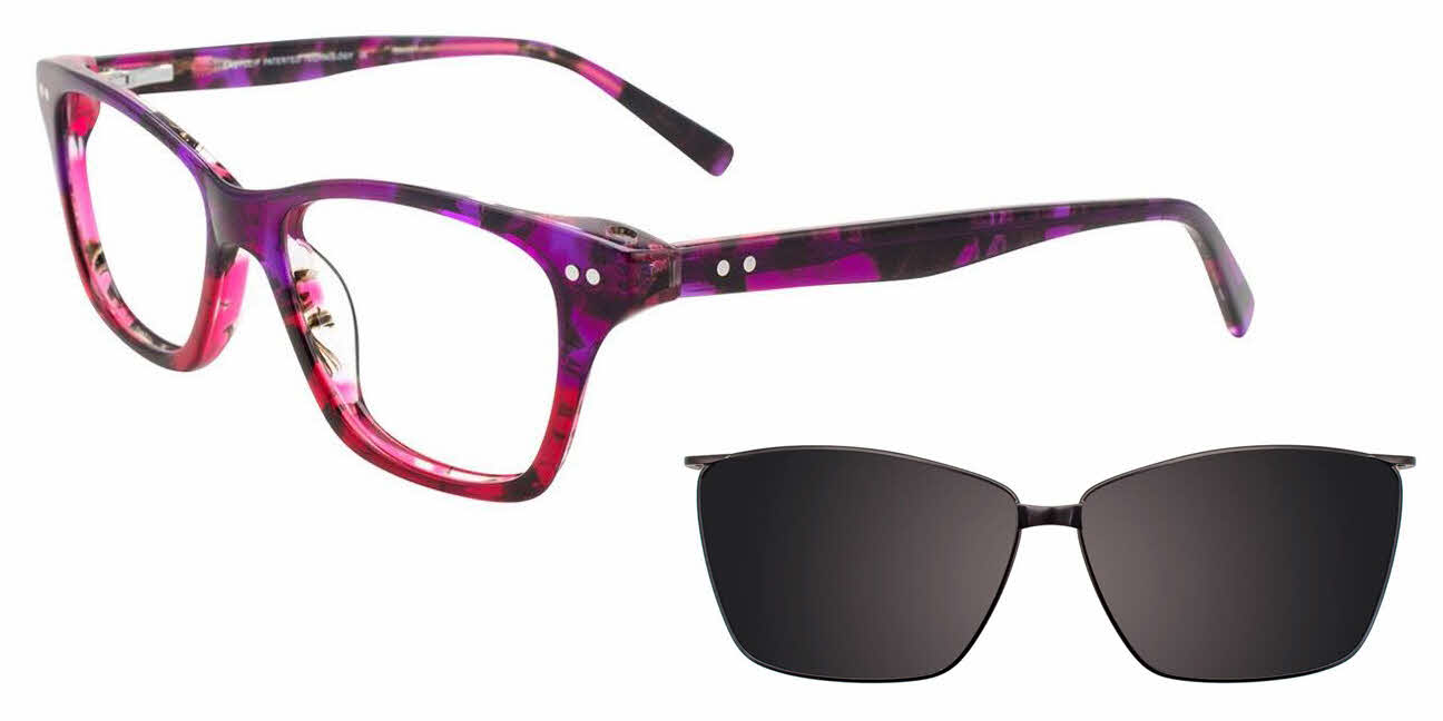  clear lens/pink purple with silver polarized clip on lens