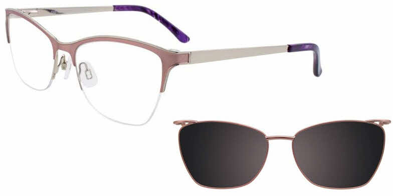  clear lens/light pink and shiny silver with clip on lenses