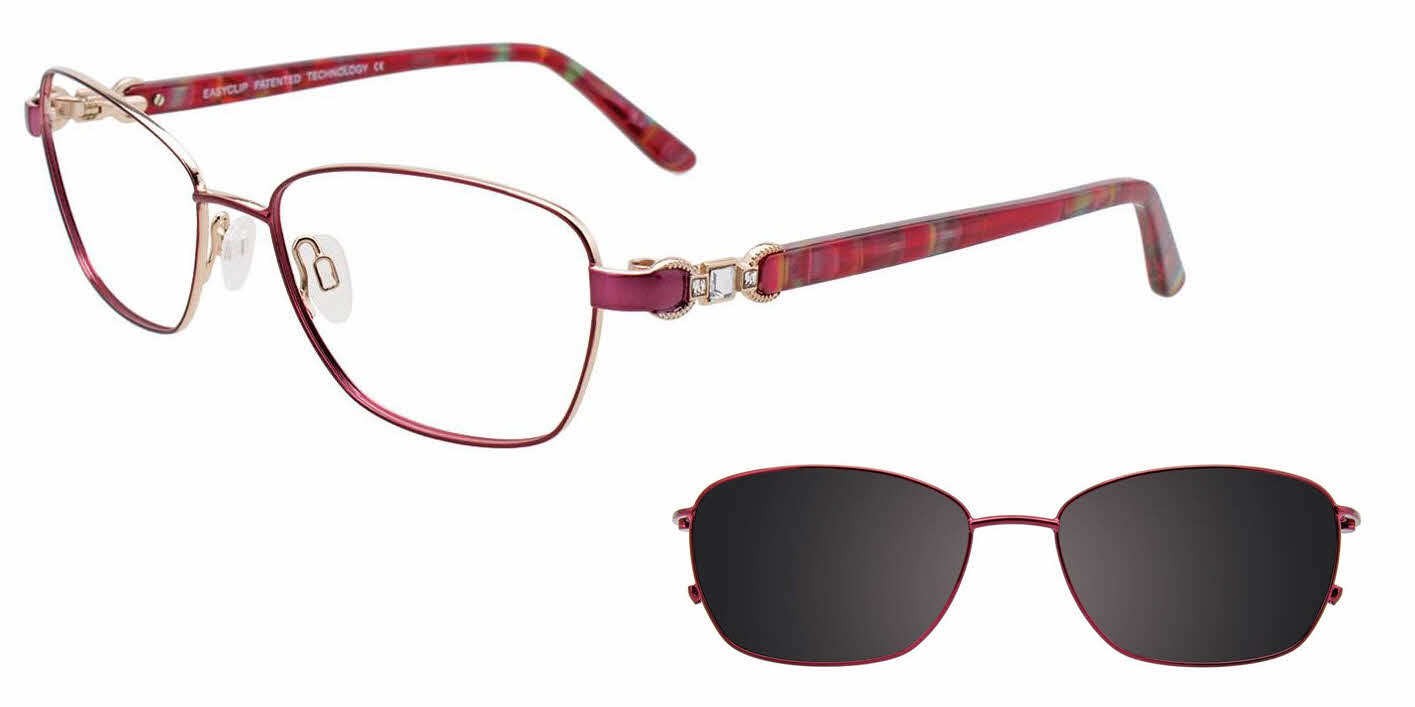  clear lens/shiny dark pink gold with clip on lens