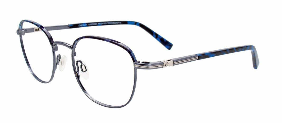  clear lens/shiny demi blue dark steel grey with polarized clip on lens