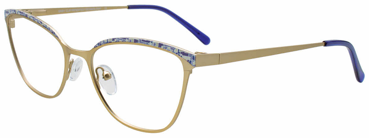  clear lens/satin gold mix patterned browline
