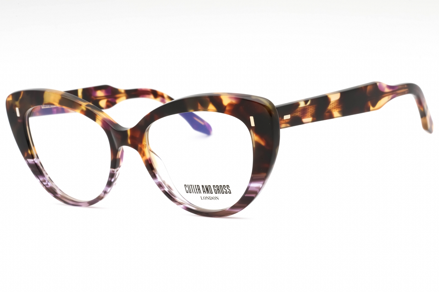  clear demo lens/havana with violet dots