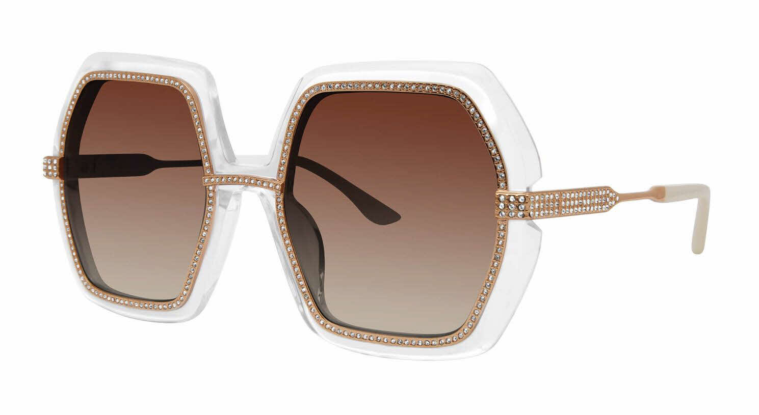  gold w clear crystals w brown lens/crystal