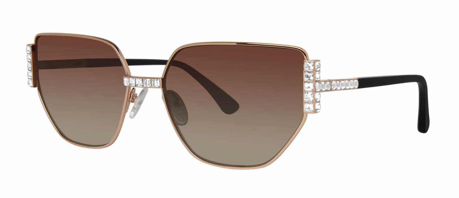 gold/gold w clear crystals w brown lens
