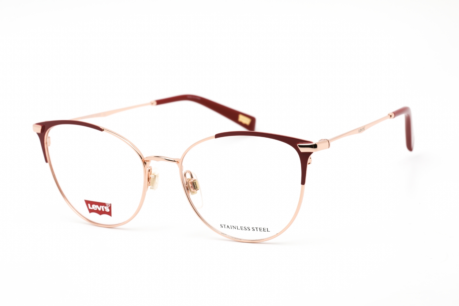  clear demo lens/burgundy gold