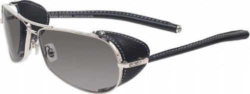  shiny silver/ black leather