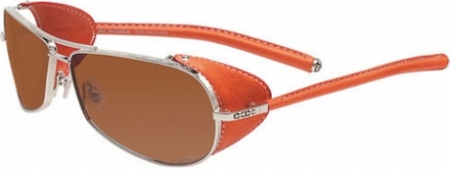  shiny silver/ orange leather