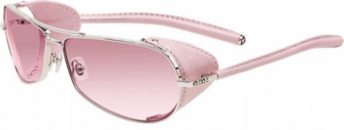  shiny silver/ pink leather
