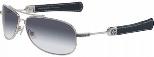  shiny silver/ black leather