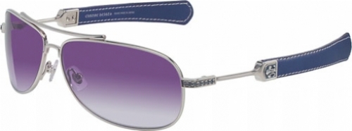  shiny silver/ iris leather