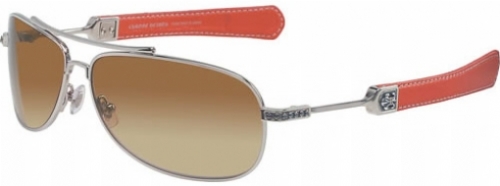  shiny silver/ orange leather