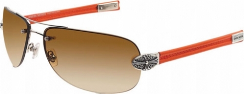  shiny silver/ orange leather