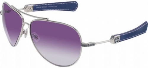  shiny silver/ iris leather