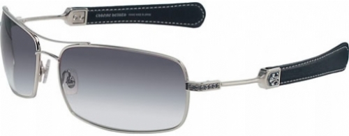  shiny silver/ black leather