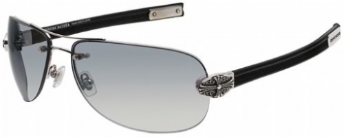  shiny silver/black leather