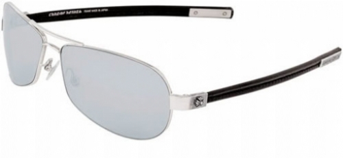  shiny silver/black leather
