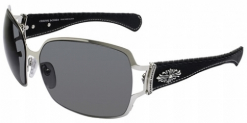  shiny silver/black leather
