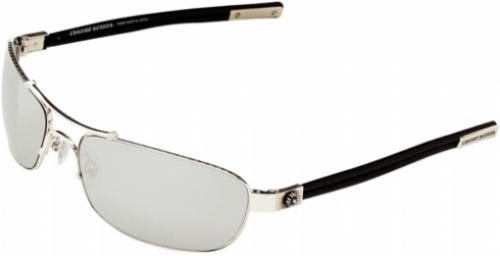  shiny silver/ black leather