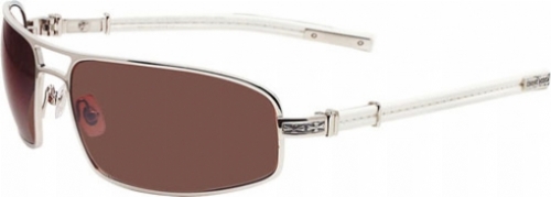  shiny silver/ white leather