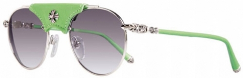  shiny silver/emeraude leather