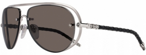  brushed silver/black leather